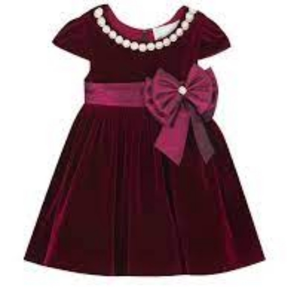 Baby girl embellished velvet dress - Picture 2 of 9